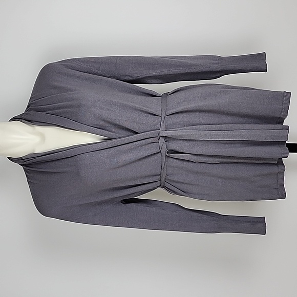 Jeune Jeunesse Women's Open Front Belted Grey Cardigan Soft Cotton Stretch Sz M - Picture 2 of 10